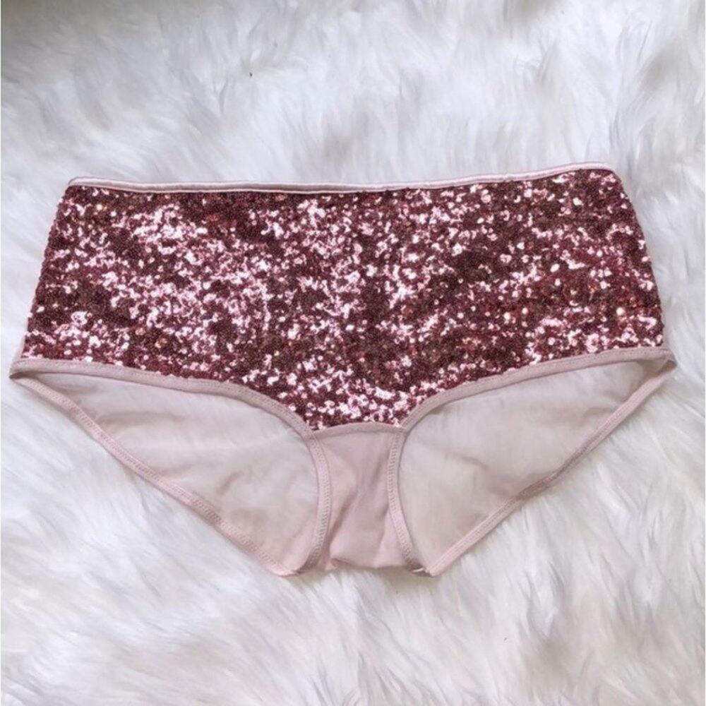 Victoria's Secret Sexy Pink Sequin Mesh Back Shortie Women's Size Medium NEW